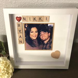 Scrabble frame, family frame, Photo Frame, Valentines, girlfriend, wife, husband, boyfriend, personalized couples photo frame, scrabble