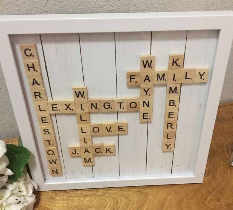 Family frame scrabble wall art personalized frame scrabble Etsy