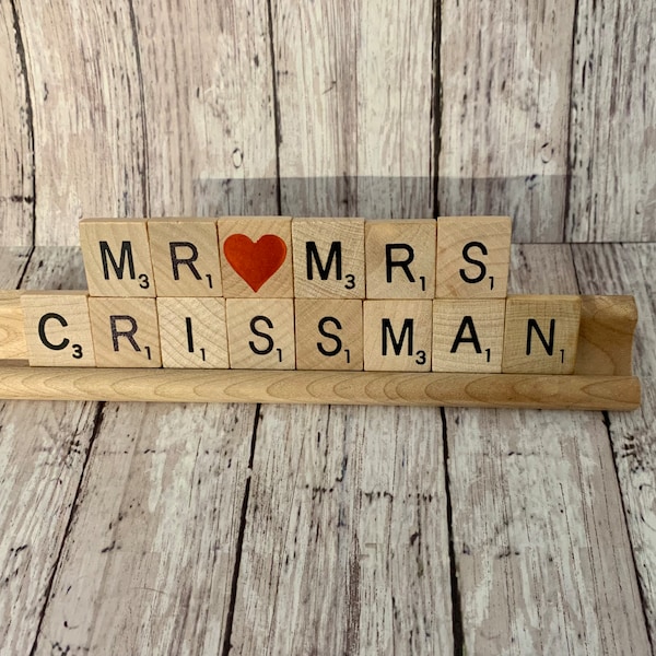 Personalized Scrabble Name Plate, Husband Wife Name Plate, Wedding Gift, Wedding Shower Present, Bride Gift, Groom Gift