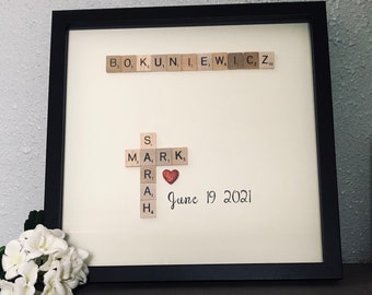 Anniversary Scrabble frame, couples frame, Engagement Frame, Wedding gift , engagement gift, couples scrabble