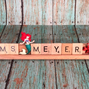 Personalized Little Mermaid Scrabble Teacher Name Plate image 5