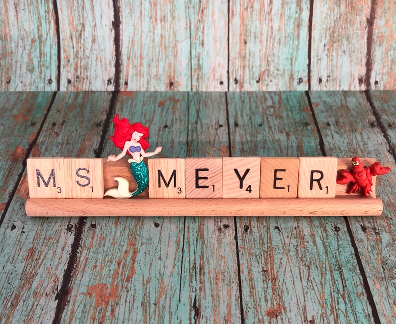 Personalized Little Mermaid Scrabble Teacher Name Plate image 5