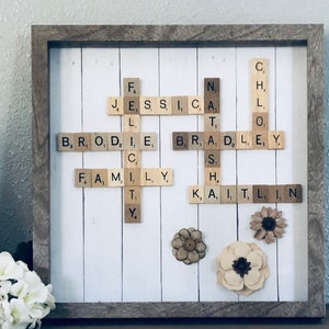 Family frame, scrabble wall art, personalized frame, scrabble frame, scrabble tiles