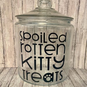 Spoiled Rotten Kitty Treats Jar Decal: Cat Treat Container Sticker