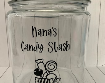 Personalized Candy Stash Jar Decal: Grandparent Gift
