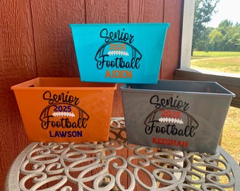 Personalized Football Gift Bucket: Class of 2025 Senior Night Basket