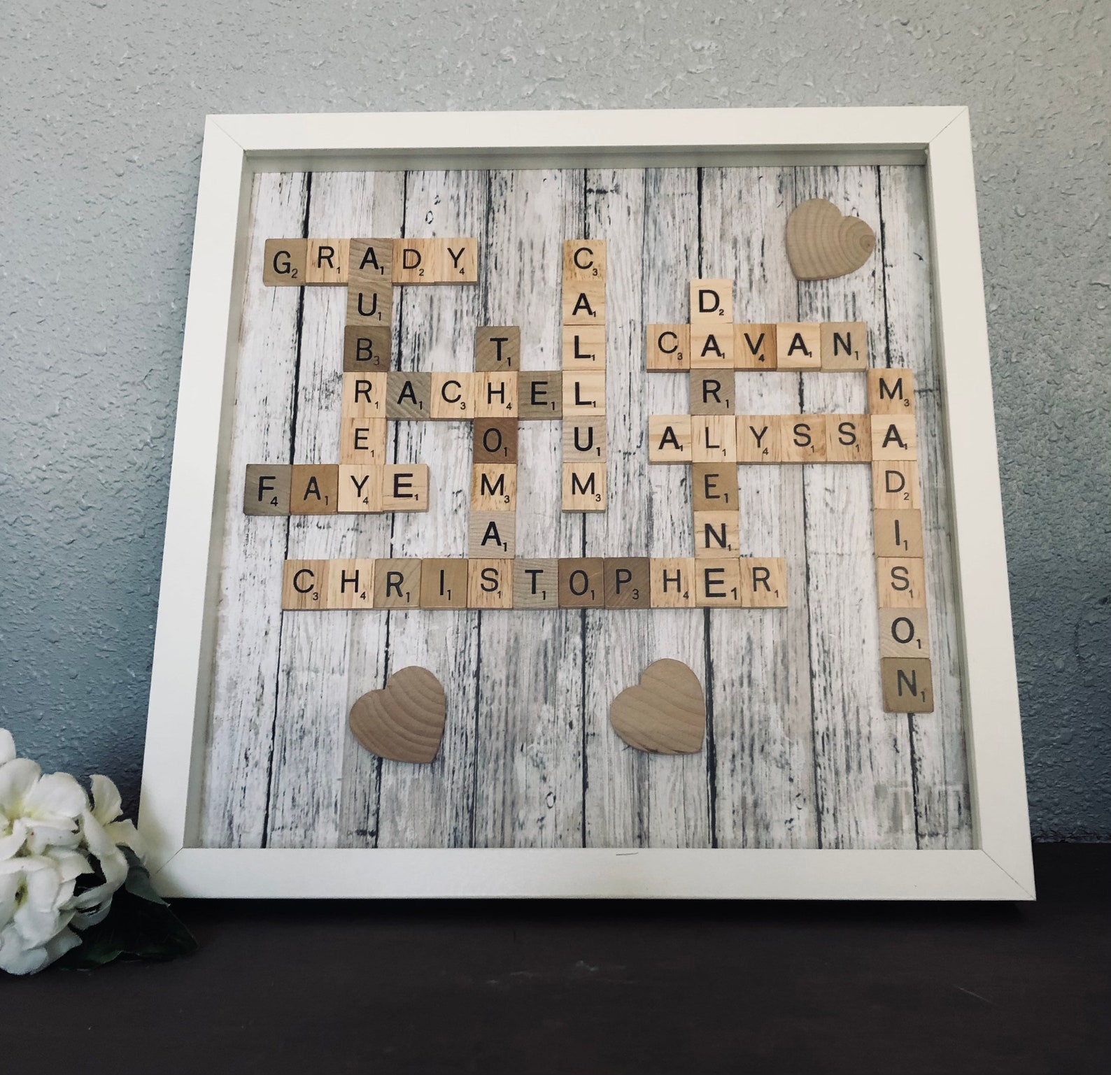 Family Frame Scrabble Wall Art Personalized Frame Scrabble Etsy