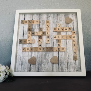 Family frame, scrabble wall art, personalized frame, scrabble frame, scrabble tiles