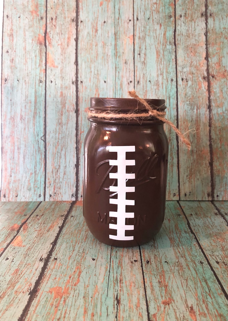Football Mason Jar Football Jar Sports Party NFL Football Etsy