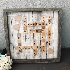 Family frame, scrabble wall art, personalized frame, scrabble frame, scrabble tiles