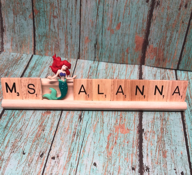 Personalized Little Mermaid Scrabble Teacher Name Plate image 7