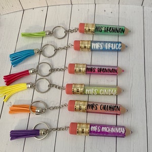 Personalized Glitter Pencil Keychain: Teacher Appreciation Gift with Tassel