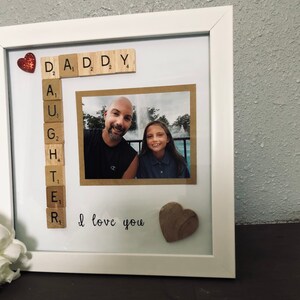Scrabble frame, family frame, Photo Frame, Daddy gift , daughter gift, daddy daughter scrabble