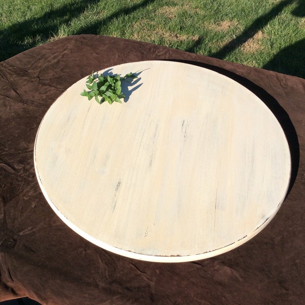 White distressed Lazy Susan Extra Large 24" Round Charcuterie Bread Board