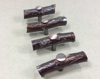Real Twig drawer pulls set of 4 branch wood knobs