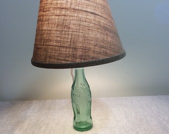 Coca Cola Round tall Bottle Lamp green Glass soda