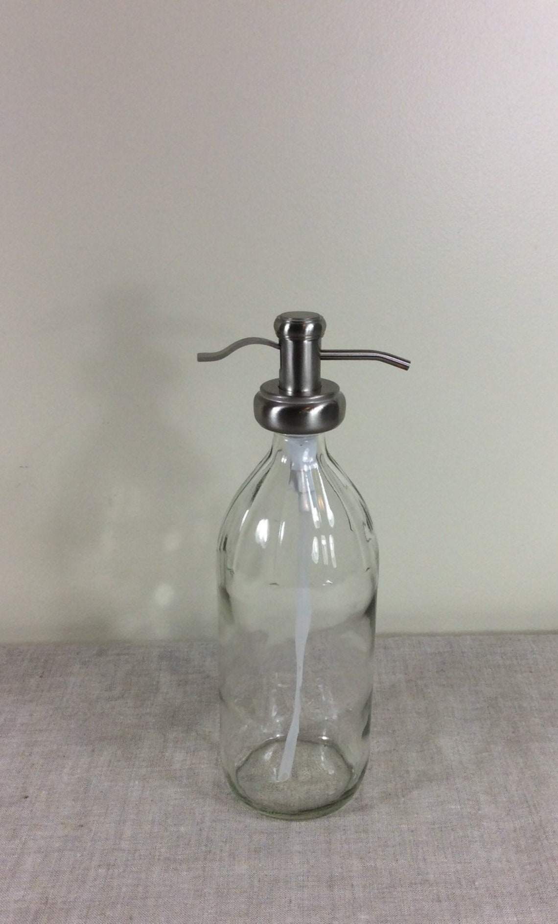 32 Oz Clear Glass Soap Dispenser Metal Pump Etsy