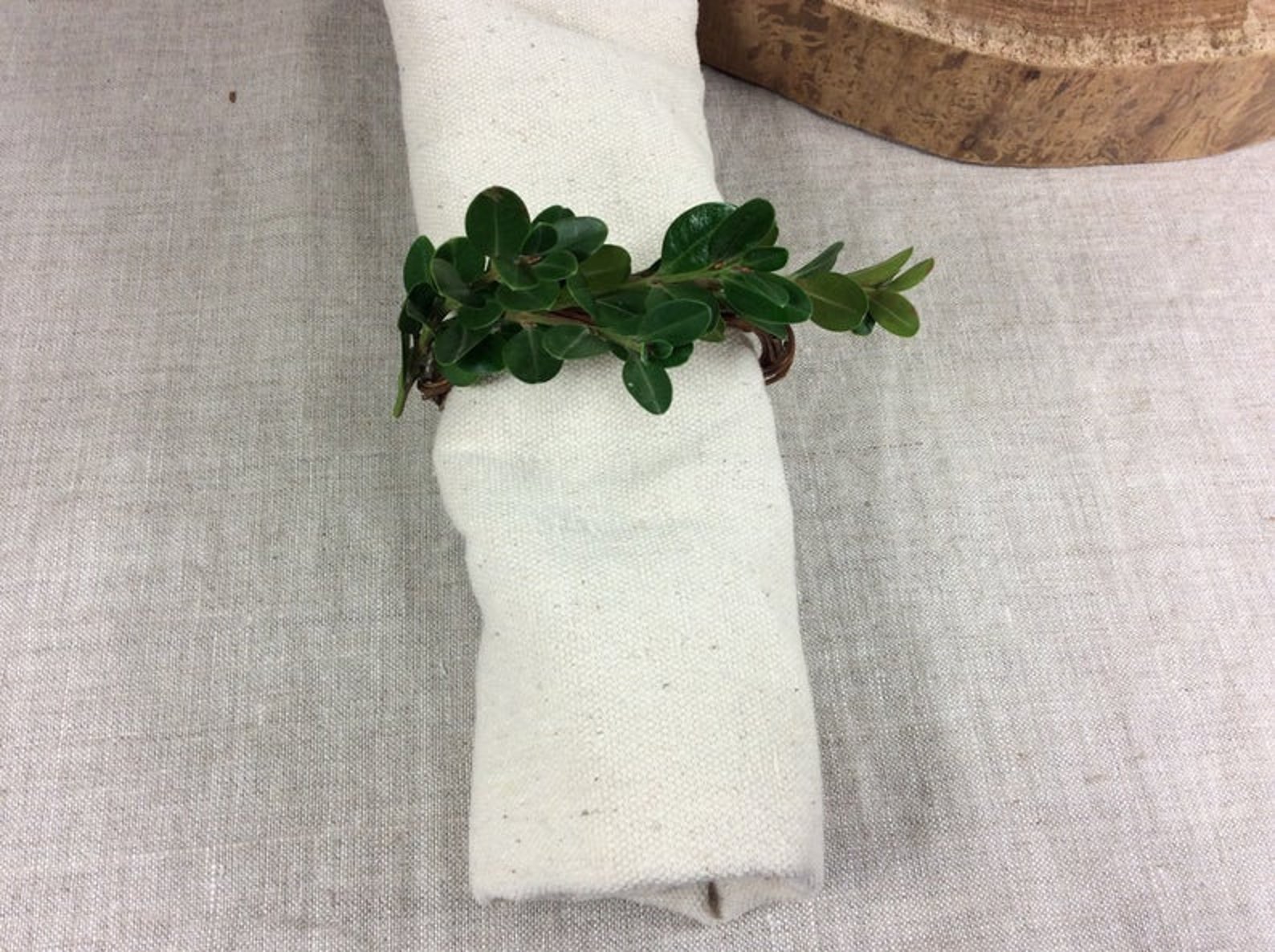 Fresh Boxwood Napkin Rings Willow Twigs Woodland Decor Etsy