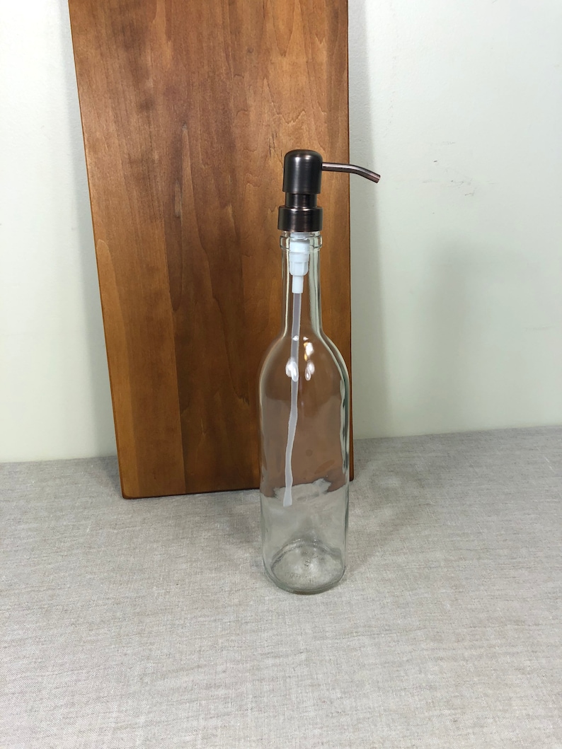 25 Oz Wine Bottle Soap Dispenser Metal Pump Mouthwash Vintage Etsy