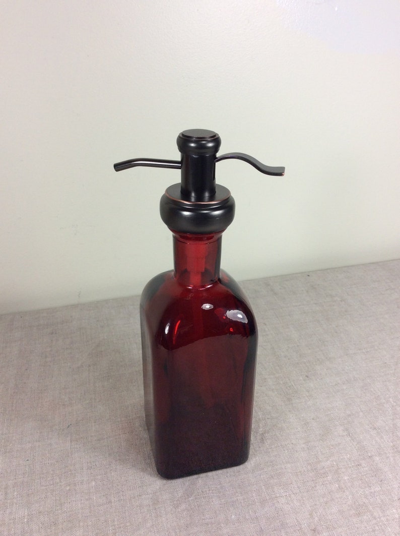17 oz Red Bronze Soap Dispenser Bathroom Kitchen Glass Metal | Etsy