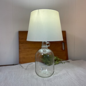 Lamp antique Large Gallon Round tall Bottle Green Clear Glass Table