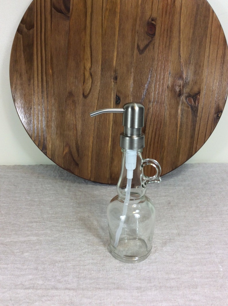 Maple Syrup Jug Bottle Soap Dispenser Pump Clear Glass Metal Etsy