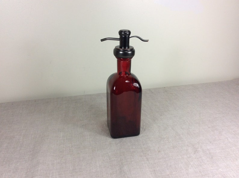 17 Oz Red Bronze Soap Dispenser Bathroom Kitchen Glass Metal Etsy