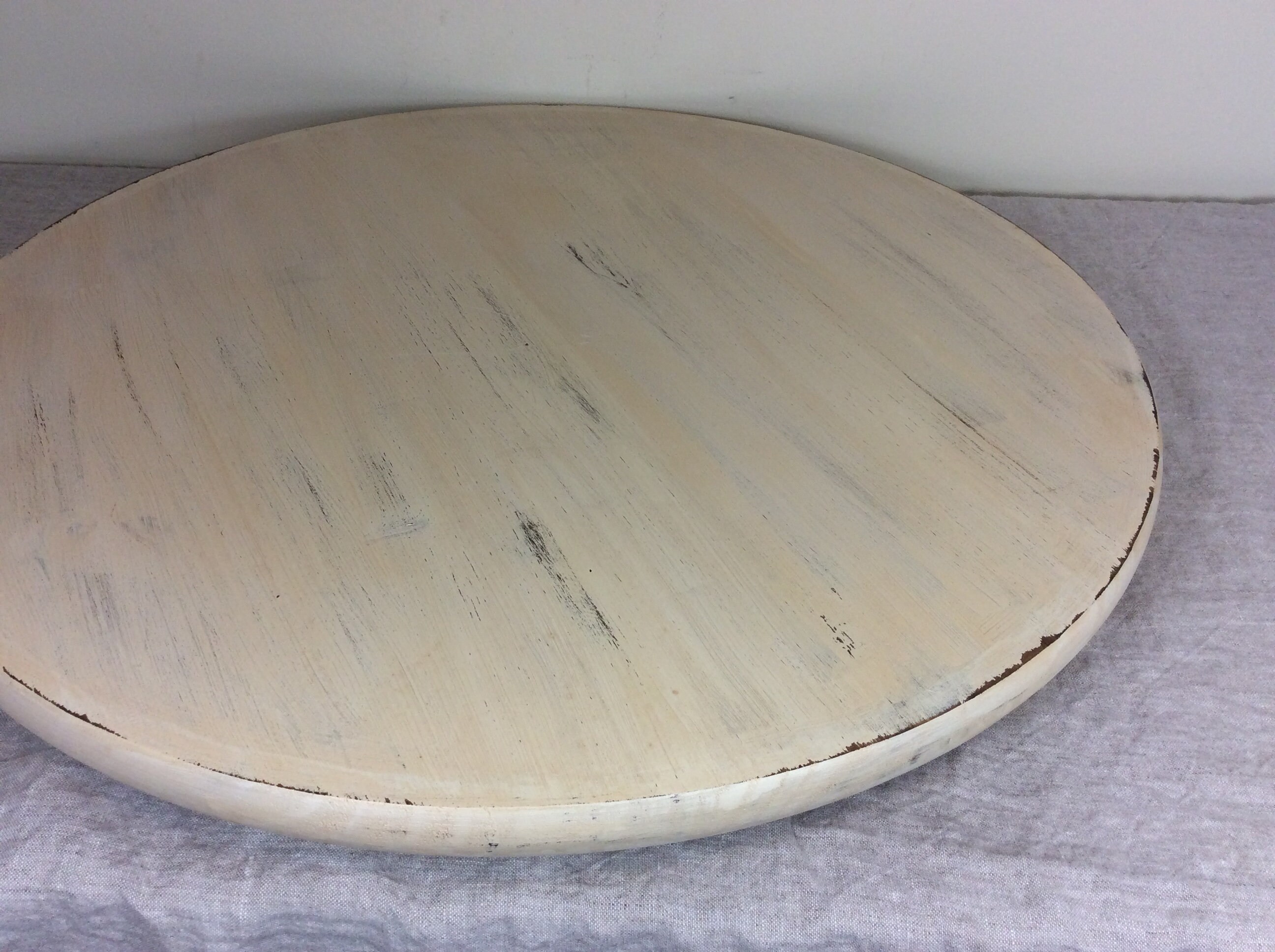 White Distressed Lazy Susan Extra Large 24 Round Etsy