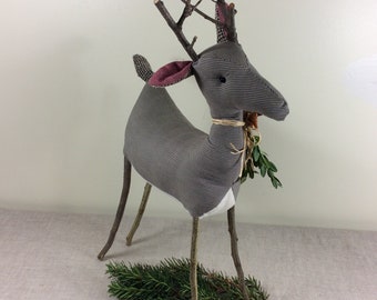 Plush White Reindeer Twig Antlers Decor Craft 16 display picture 3