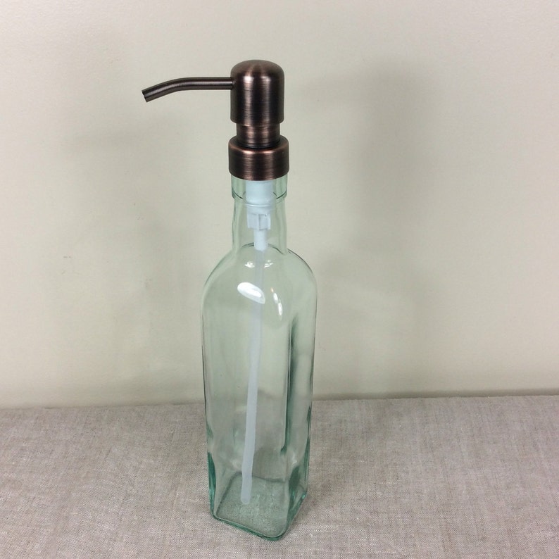 Square Tall Bottle Soap Dispenser Bathroom Kitchen Pump Clear Etsy