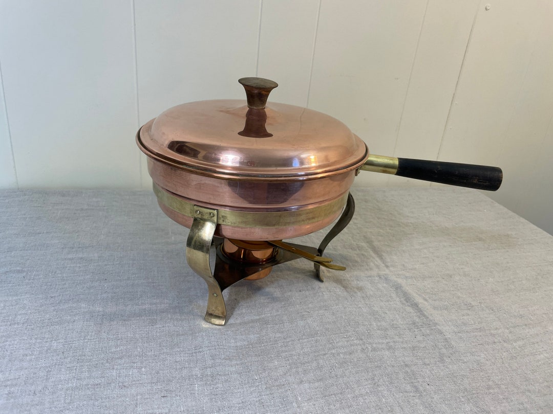 Copper Fondue Chafing Dish Pot Vintage Antique Brass Etsy