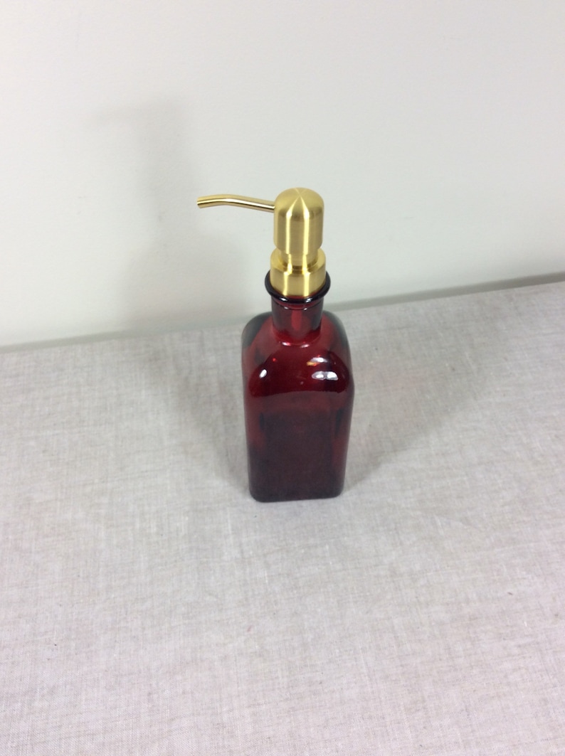 17 Oz Red Bronze Soap Dispenser Bathroom Kitchen Glass Metal Etsy