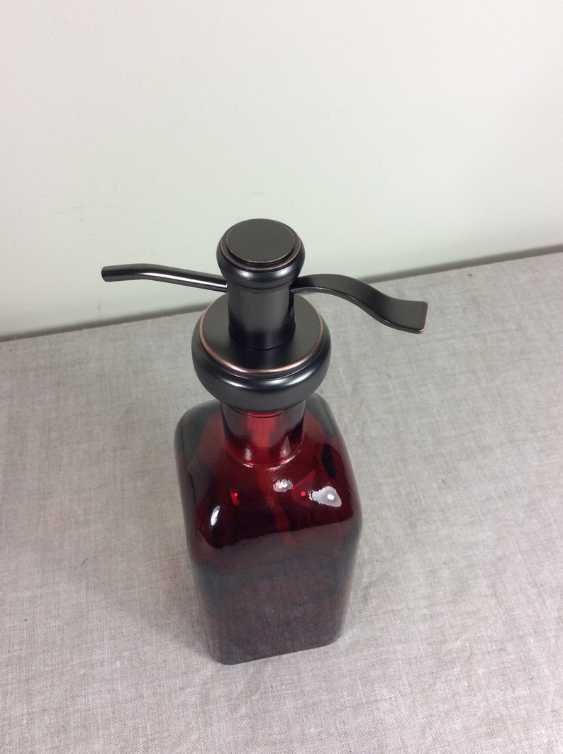 17 Oz Red Bronze Soap Dispenser Bathroom Kitchen Glass Metal Etsy