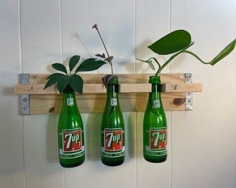 Vintage soda bottle propagation station vase wall mount