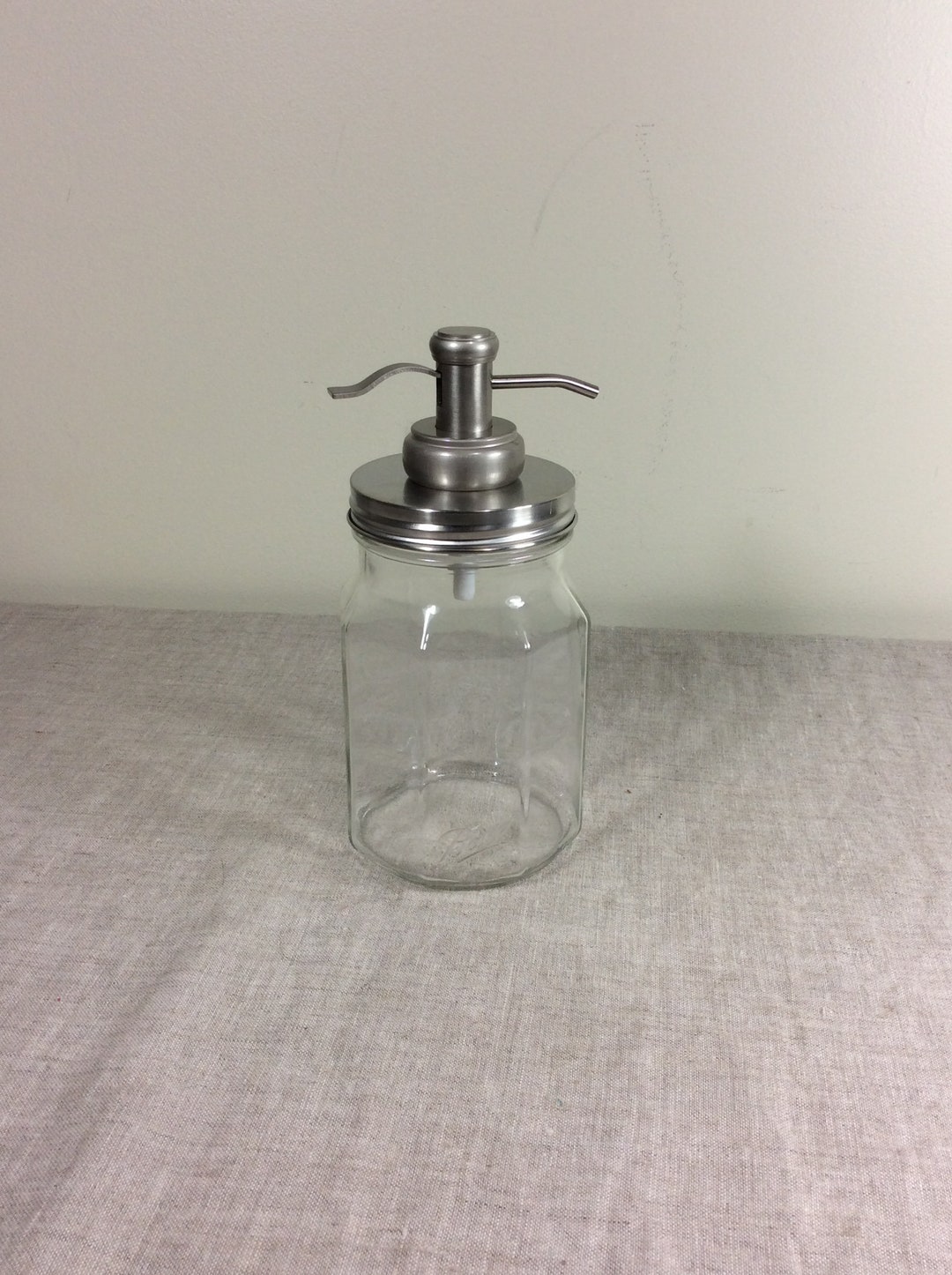Quart Octagonal Mason Jar Soap Dispenser Pump Glass Metal Mouthwash Etsy