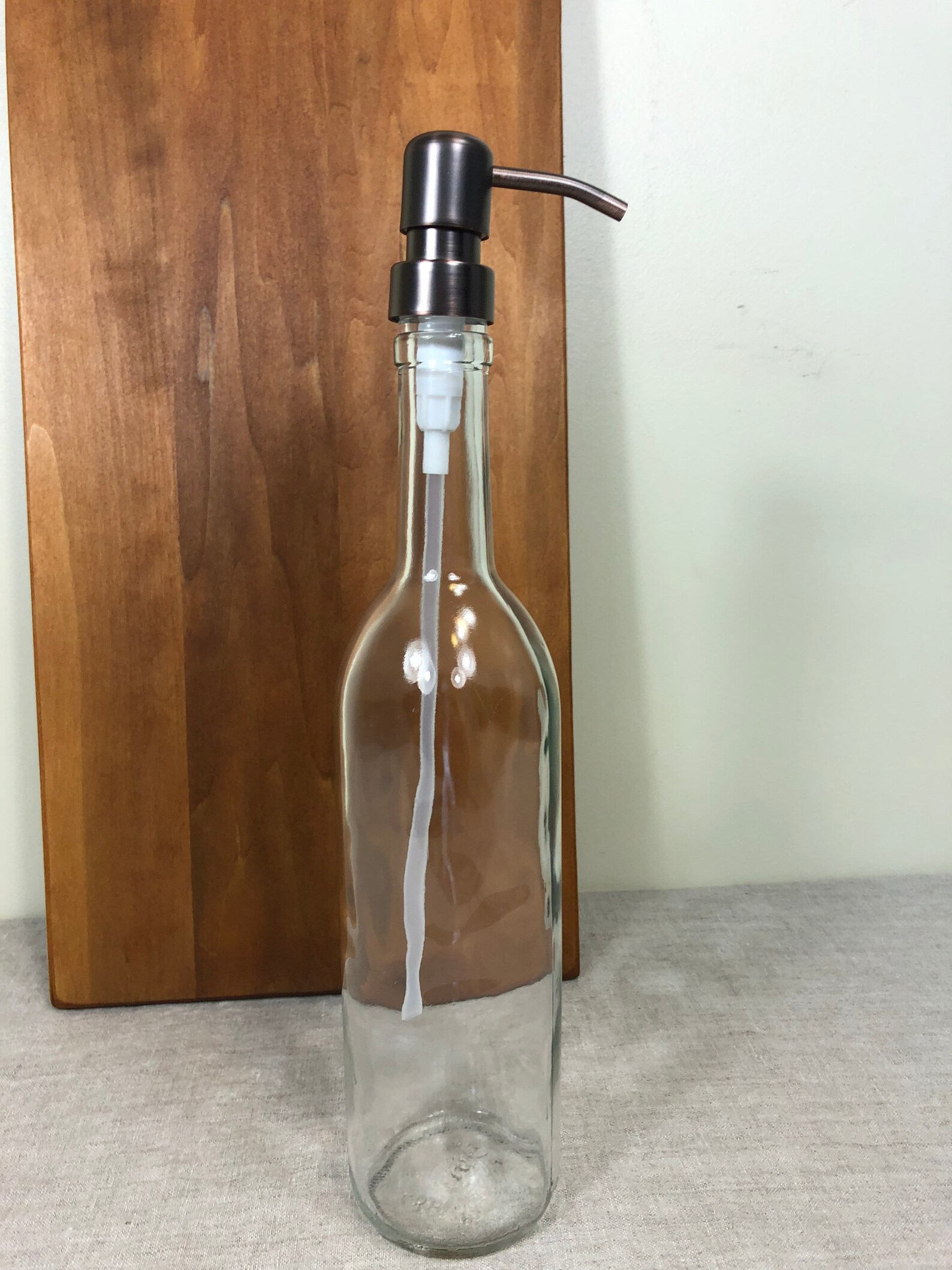 25 Oz Wine Bottle Soap Dispenser Metal Pump Mouthwash Vintage Etsy