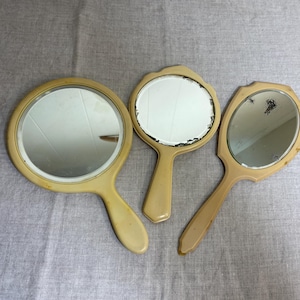 Celluloid Mirror set Antique Dresser beveled Mirrors Art Deco Vintage