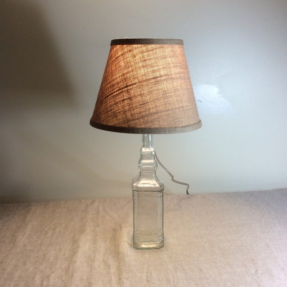 Square Tall Bottle Lamp Clear Glass Image 0
