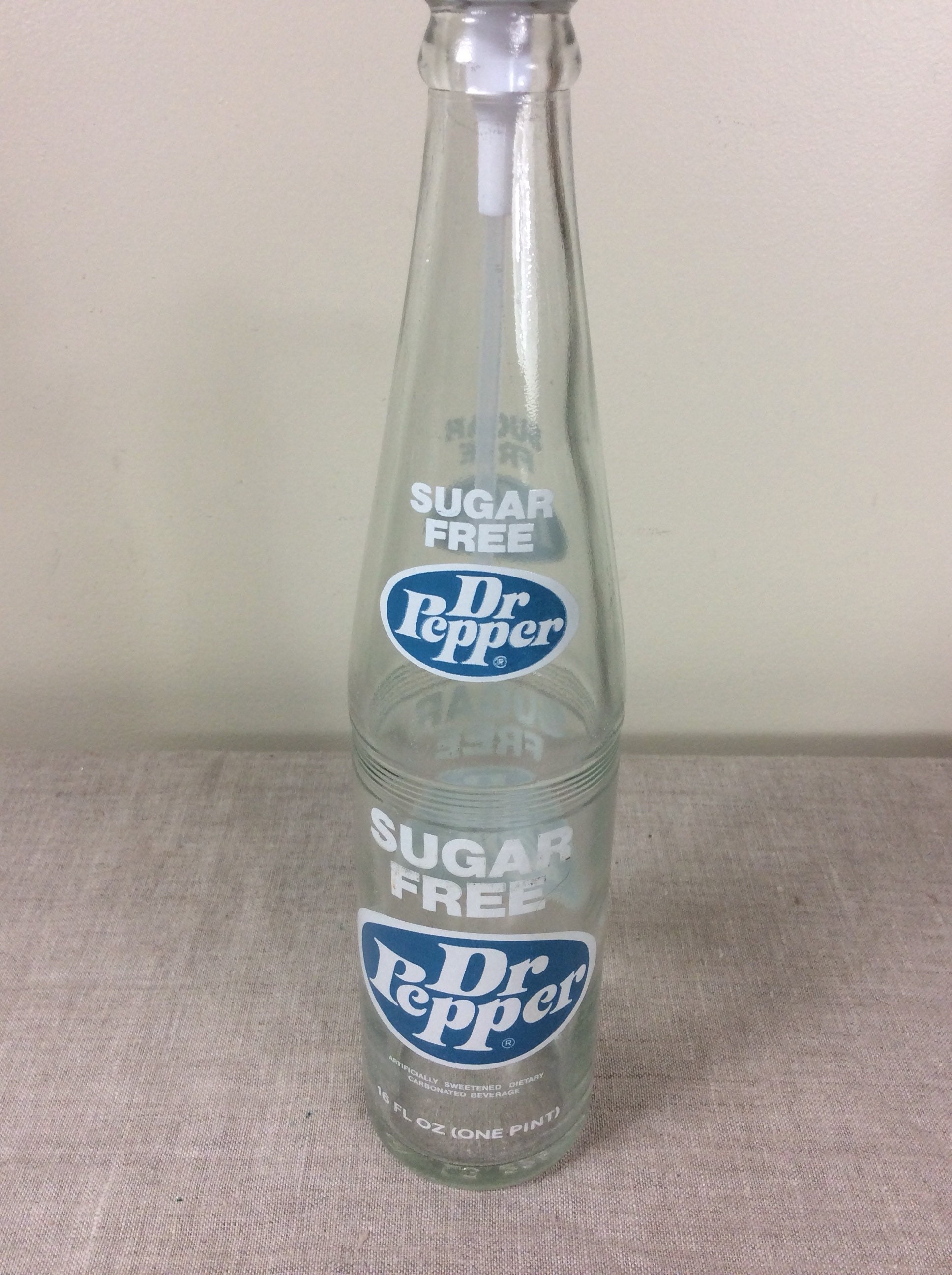 Vintage Old Sugar Free Dr. Pepper Empty Bottle 10 0z
