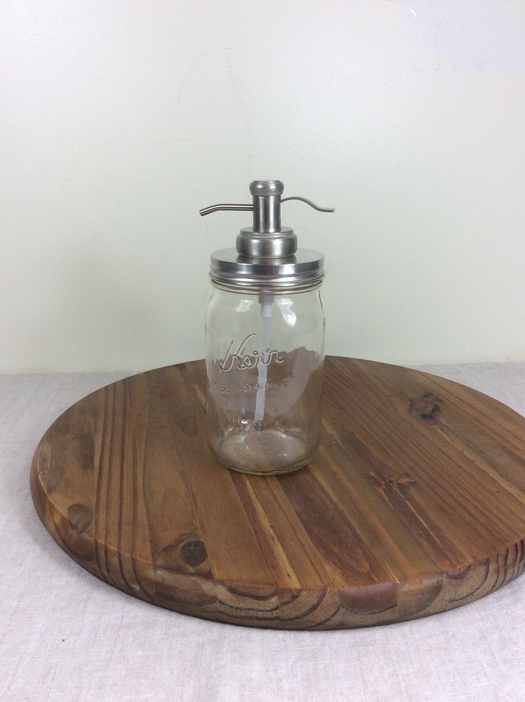 Quart Vintage Kerr Mason Jar Soap Dispenser Pump Glass Metal Mouthwash