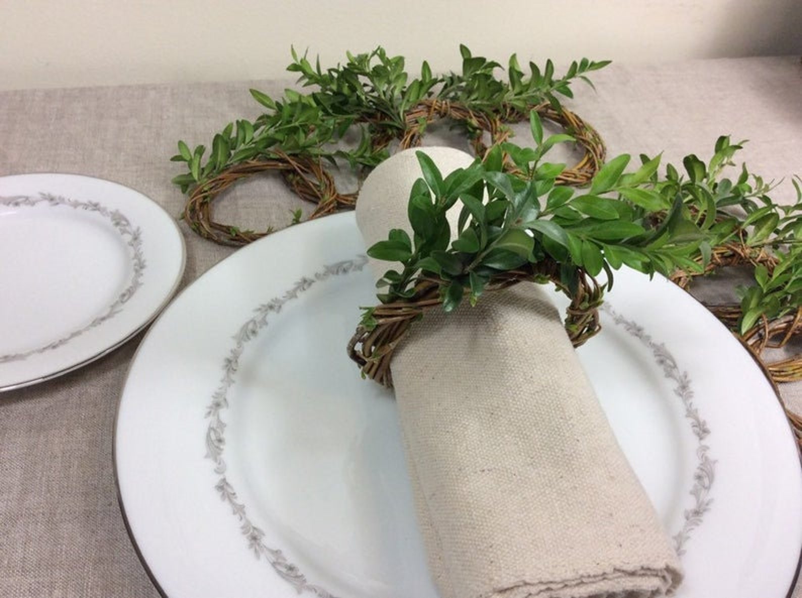 Fresh Boxwood Napkin Rings Willow Twigs Woodland Decor Etsy