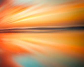Sunset Wall Art, Coastal Wall Decor Abstract Art Ocean Beach Art Print Modern Wall Art Contemporary Art Extra Large Wall Art Living Room Art