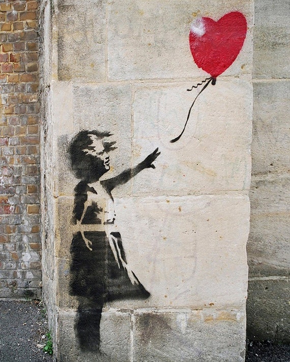 Banksy Girl With Balloon Photograph London Graffiti Art Etsy