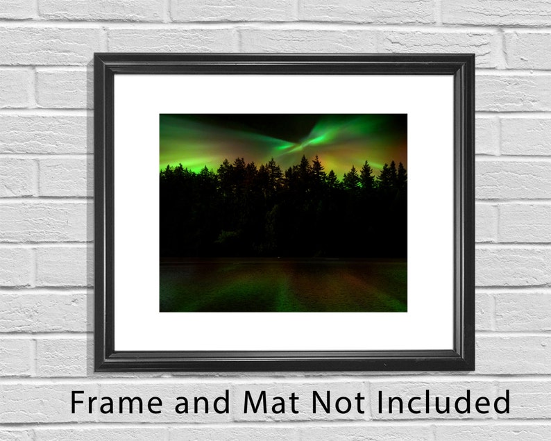 Aurora Borealis Northern Lights Nature Photography Woodland Decor Rustic Decor Photograph OR Canvas Art Canvas Print Canvas Gallery Wrap image 2