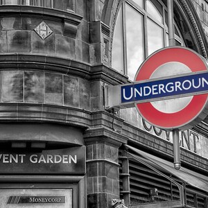 London Print, London Art Print, London Underground, Travel Photography, Photography Print, Black and White and Red, Wall Art Home Decor