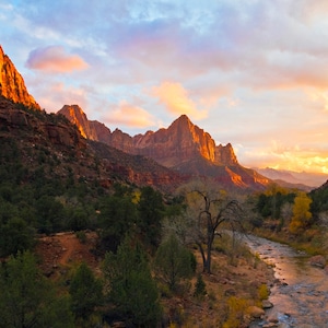 Zion National Park, Travel Utah Photo, Western Wall Decor, Southwest Wall Art, Sunset Print, Landscape Wall Art, Large Wall Art, Zion Art