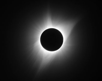 2017 Total Solar Eclipse, Astrophotography, Solar Eclipse, Black and White Wall Art, Large Wall Art, Boy's Room Decor, Boy's Wall Art