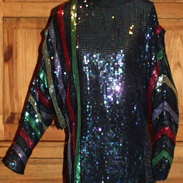 Striped Sequin Tunic Dress main image 1