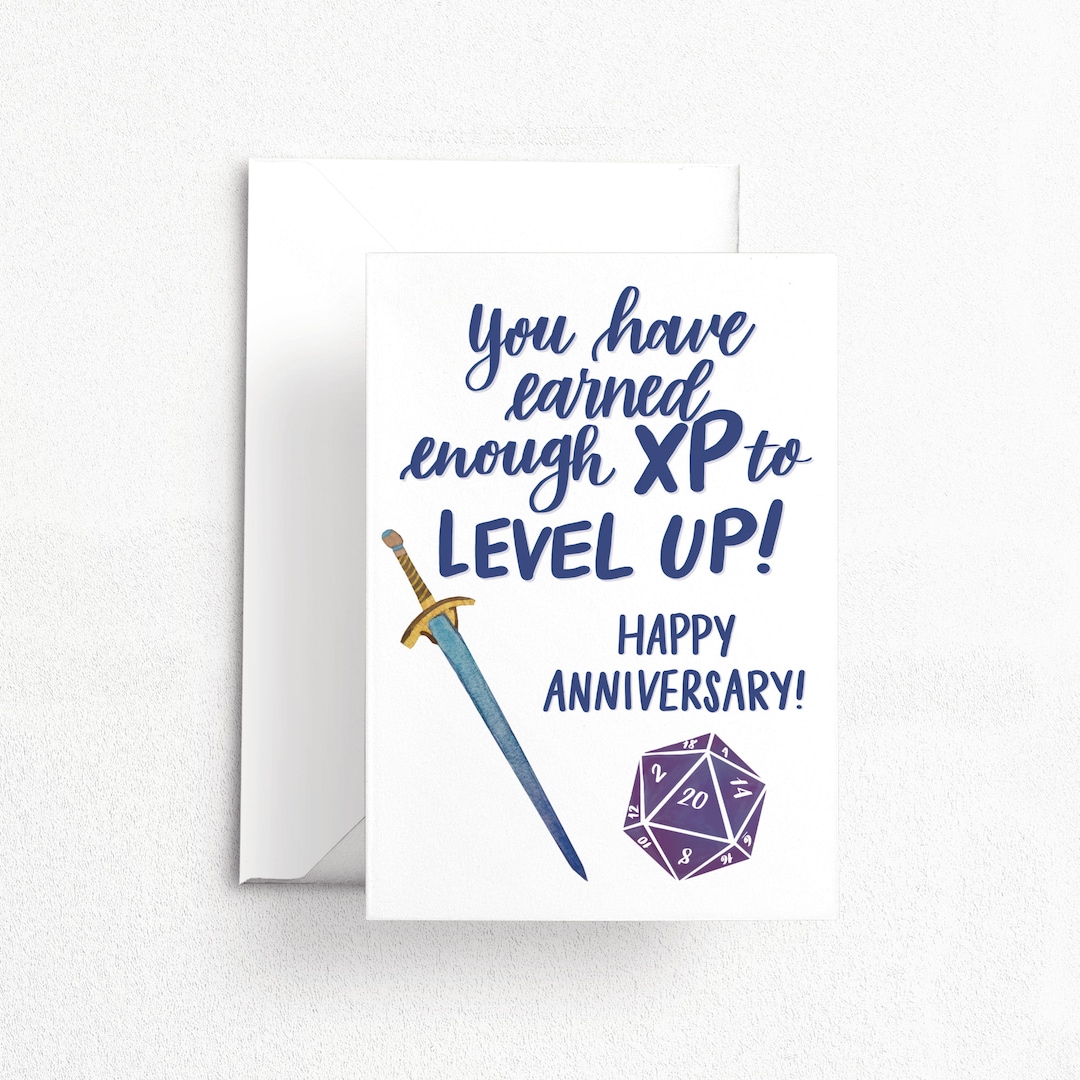 Level up Anniversary Dungeons and Dragons Card | Watercolor ...