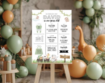 Póster de primer cumpleaños de Safari: Plantilla editable (descarga digital)